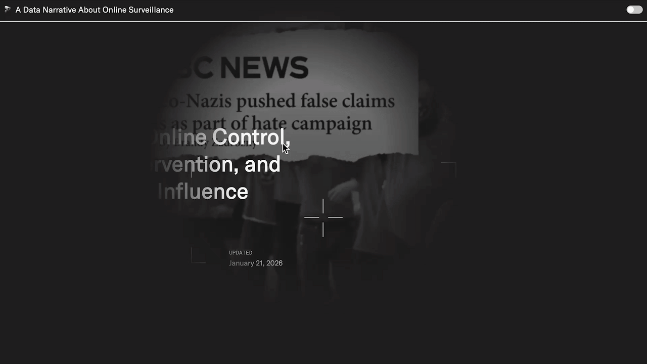 screenrecording of an webpage article about online surveillance, privacy, and Internet harmful activity