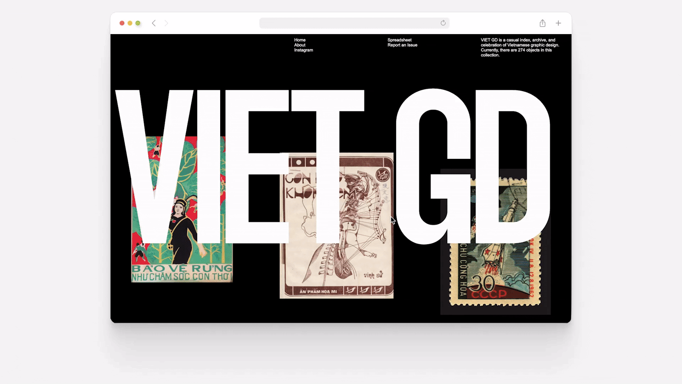 Screenrecording of the landing page of a website titled Vietnamese Graphic Design